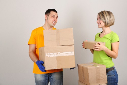 Packing supplies and labeled boxes ready for moving.